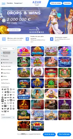 Application et interface Azur Casino